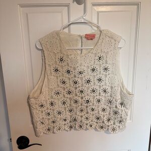 Not So Serious by Pallavi Mohan Floral textured cropped tank button closure back